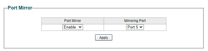 Check the box to enable Port Mirror function and then select the Mirroring Port which in this case we will have the Raspberry Pi on Port 5 listening for traffic.